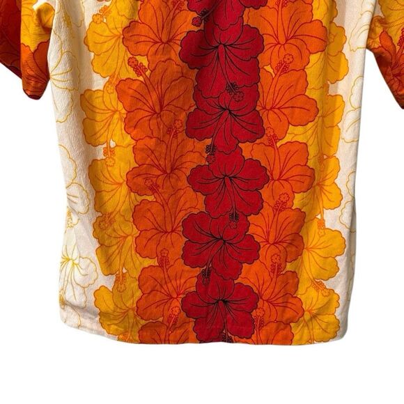 Vtg RARE Ui-Maikai Hawaiian Shirt Medium BARKCLOTH Cotton RN#26300 Floral Stain - Picture 5 of 12